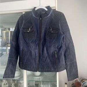 Women's Blue Leather Jacket
